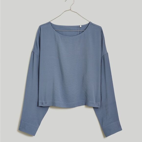 Madewell Relaxed Tulip-Back Top Womens Small Índigo - Picture 10 of 12
